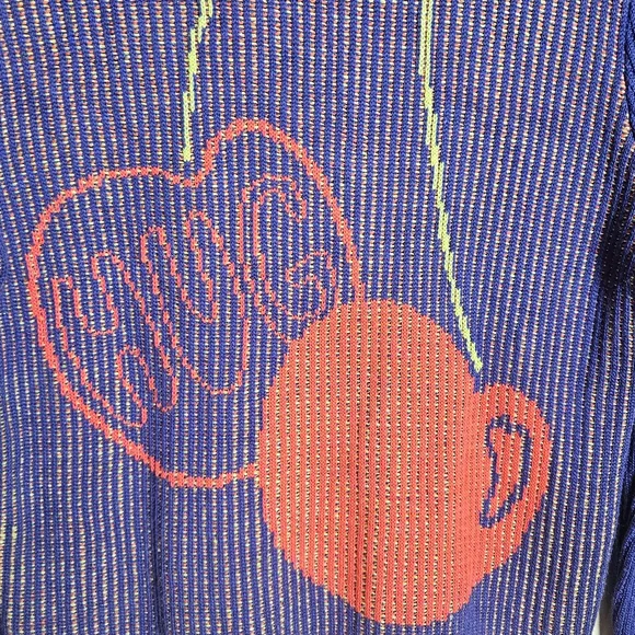 Urban Outfitters BDG Shauna Jacquard Cherry Mockneck Sweater In Navy size Medium - Picture 5 of 9